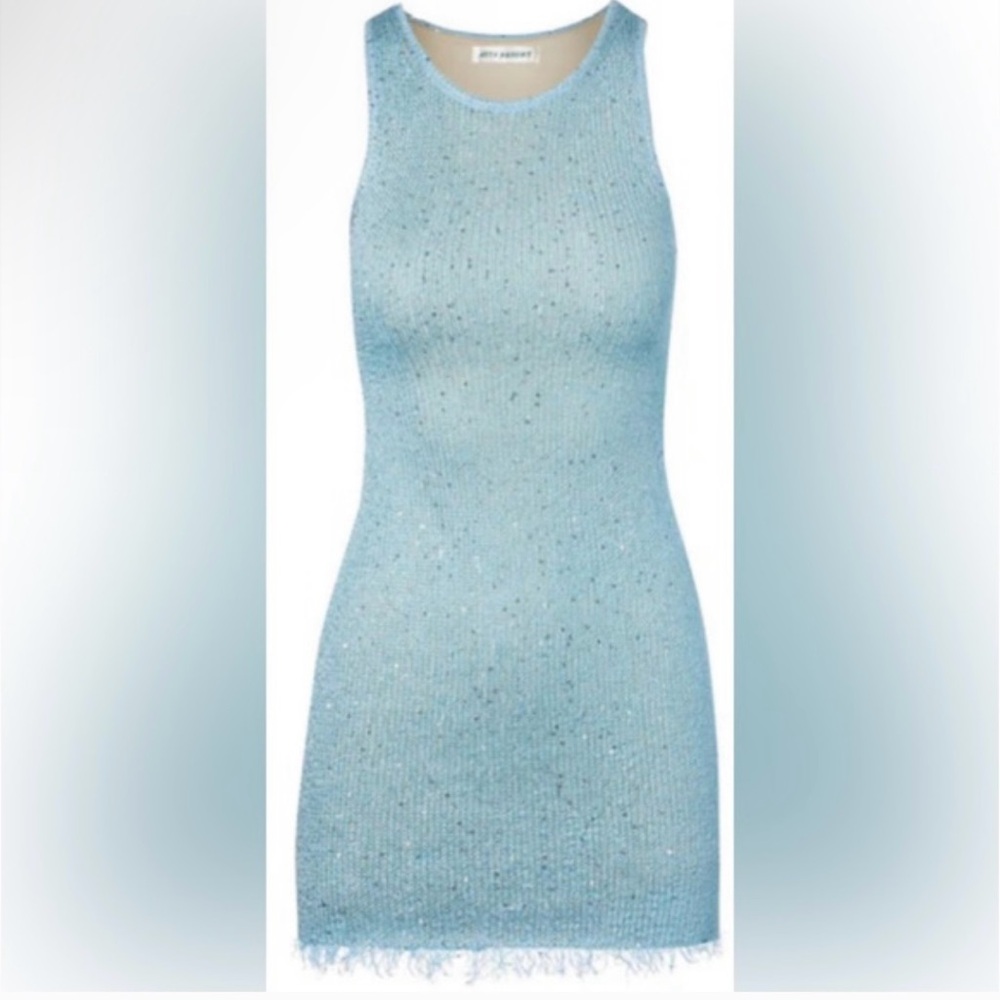 Asta Resort Natalia Mini Dress, Light Blue Glitter Knit with Sequins ✨🩵